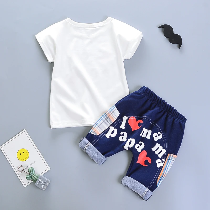 BibiCola baby boys summer clothing set cotton spring letter t-shirt+pants for infant children fashion 2pcs outfits bebe suits |