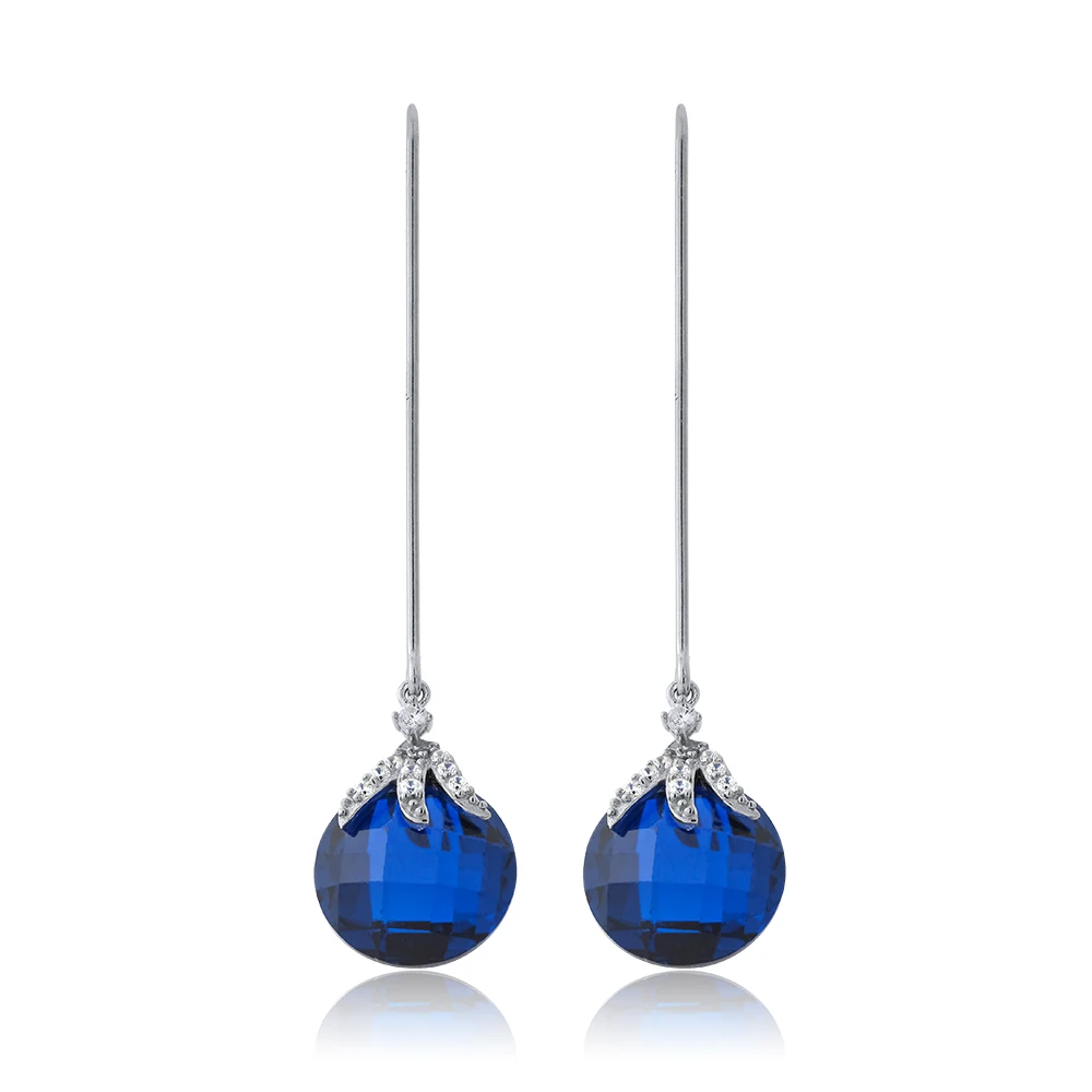 GemStoneKing 22 00 Ctw имитация синего сапфира Серьги из бисера для женщин модные
