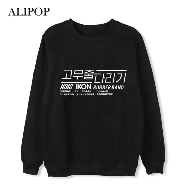Толстовка с капюшоном в стиле хип-хоп ALIPOP Kpop IKON резиновой лентой Повседневная