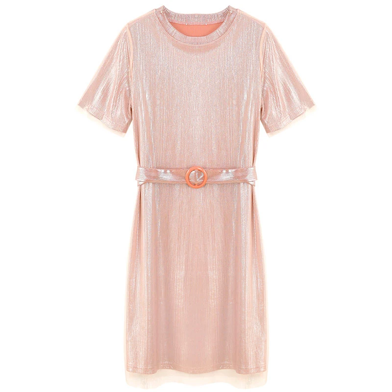 Возможно U розовое черное белое яркое шелковое Сетчатое с круглым вырезом