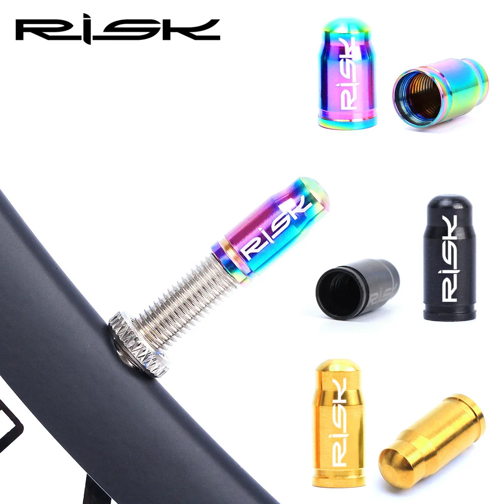 

2pcs/box RISK Lightweight Titanium Alloy Mountain Road Bike Bicycle Tire Presta Schrader Valve Cap Air Nozzle Dust Cover