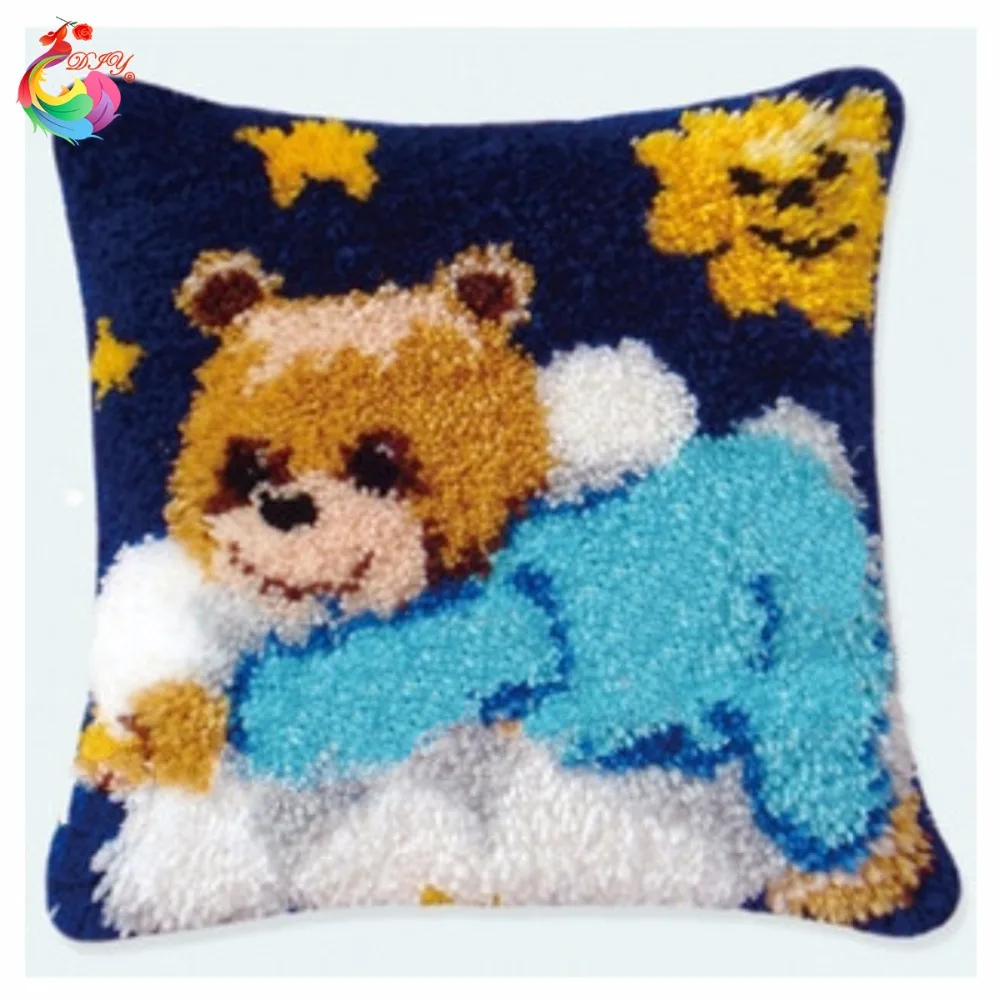 2016 ручной вышивки незавершенной наволочка синий Ted в состоянии покоя Горячая 3D