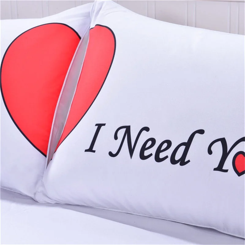 1 пара наволочек на кровать из микрофибры ADQKCLY с принтом Love и надписью Sham 50*75 см/50*90