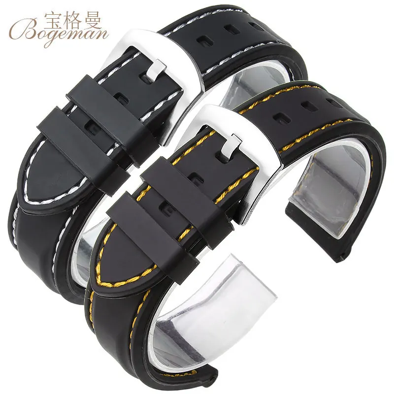 Хит продаж мужской и женский черный силиконовый резиновый ремешок для часов