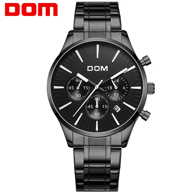Часы DOM мужские наручные кварцевые модные брендовые роскошные повседневные