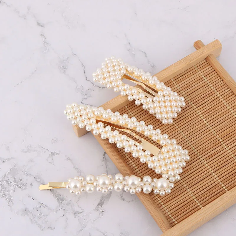 Женские заколки с имитацией жемчуга LEADERBEADS золотистые минималистичные для волос