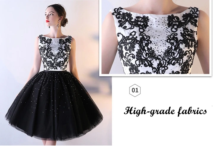 Vestido коктель Тюль аппликация с кристаллами пушистый чёрное коктейльное платье короткие большие размеры халат de коктейль au genou Лидер продаж платье на выпускной