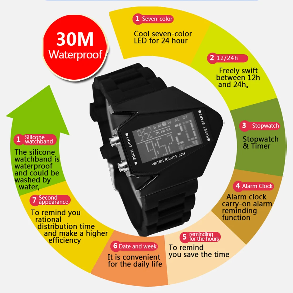 Горячая Распродажа бренд Addies в форме самолета детский светодиодный цифровые