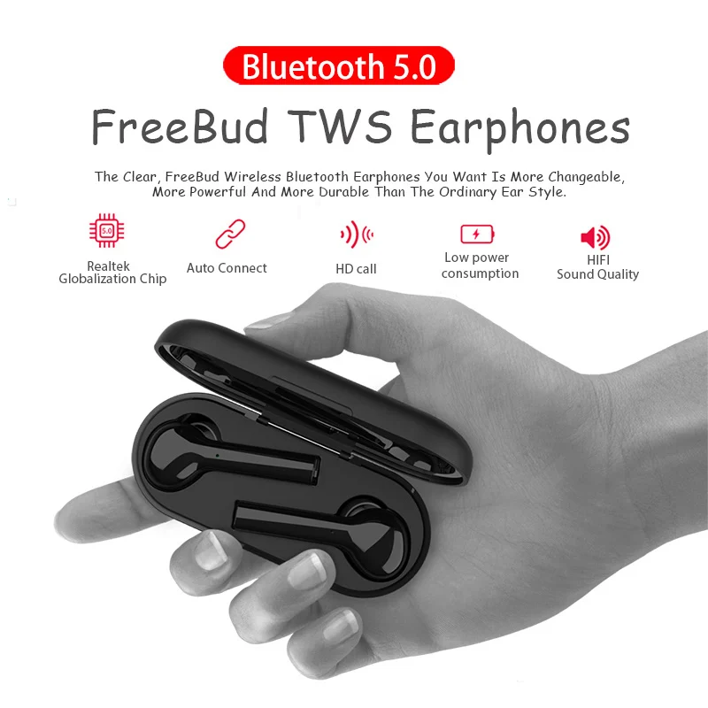 FreeBud Беспроводные наушники Bluetooth 5 0 Настоящая Спортивная гарнитура