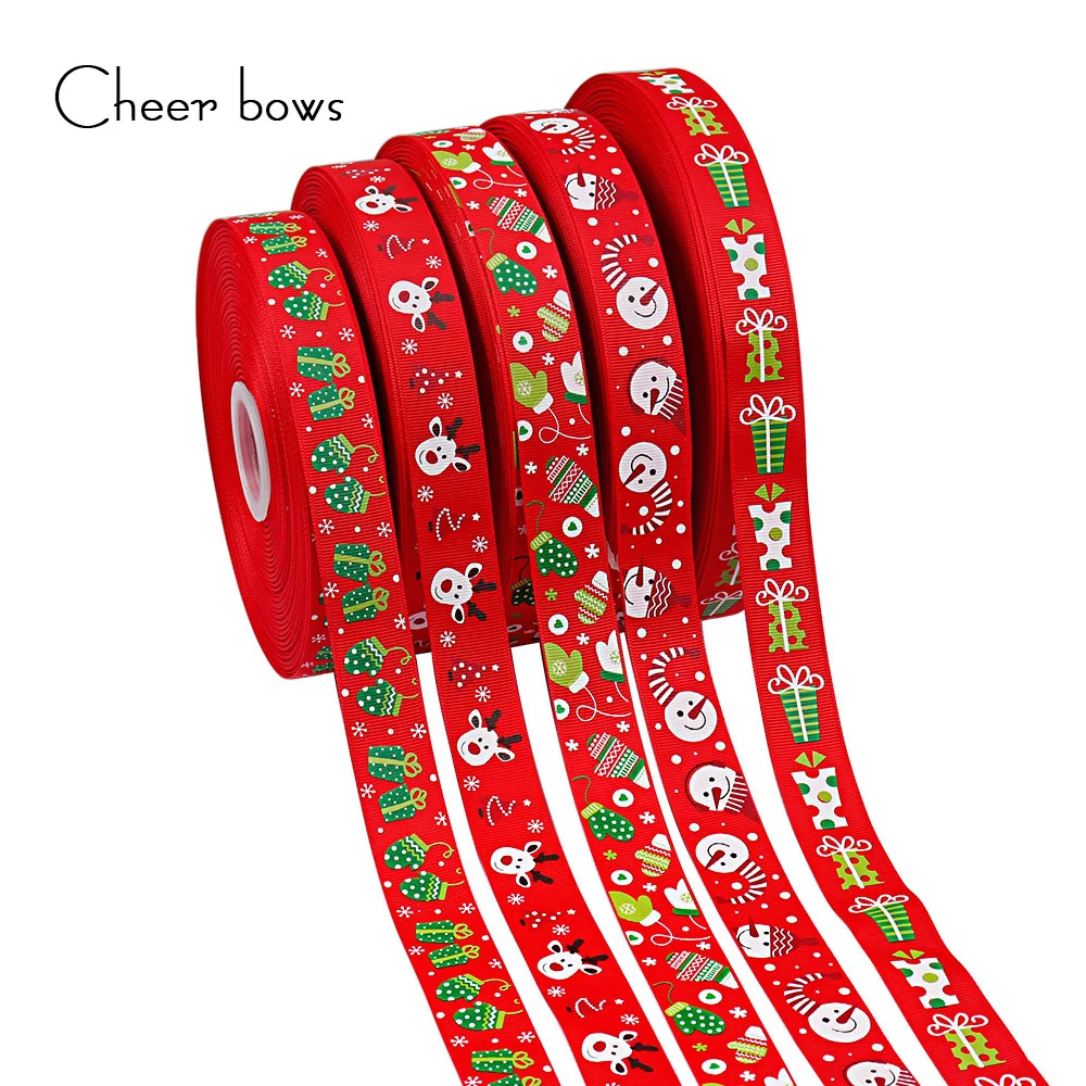 

5 Yards 25mm 38mm Christmas Ribbon Printed Grosgrain Ribbons for Gift Wrapping Wedding Decoration Hair Bows DIY