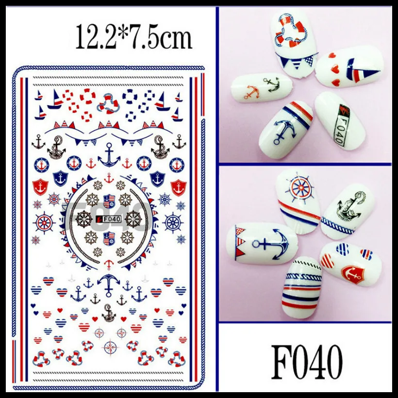 2 листа ультратонкие самоклеющиеся наклейки для дизайна ногтей темно-синий якорь