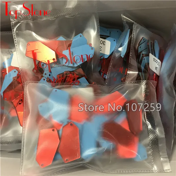 TopStone 30 форм Размеры Смешанные Пришивные акриловые Стразы flatback Lt Siam красный цвет зеркальные акриловые бусины для шитья ювелирных изделий