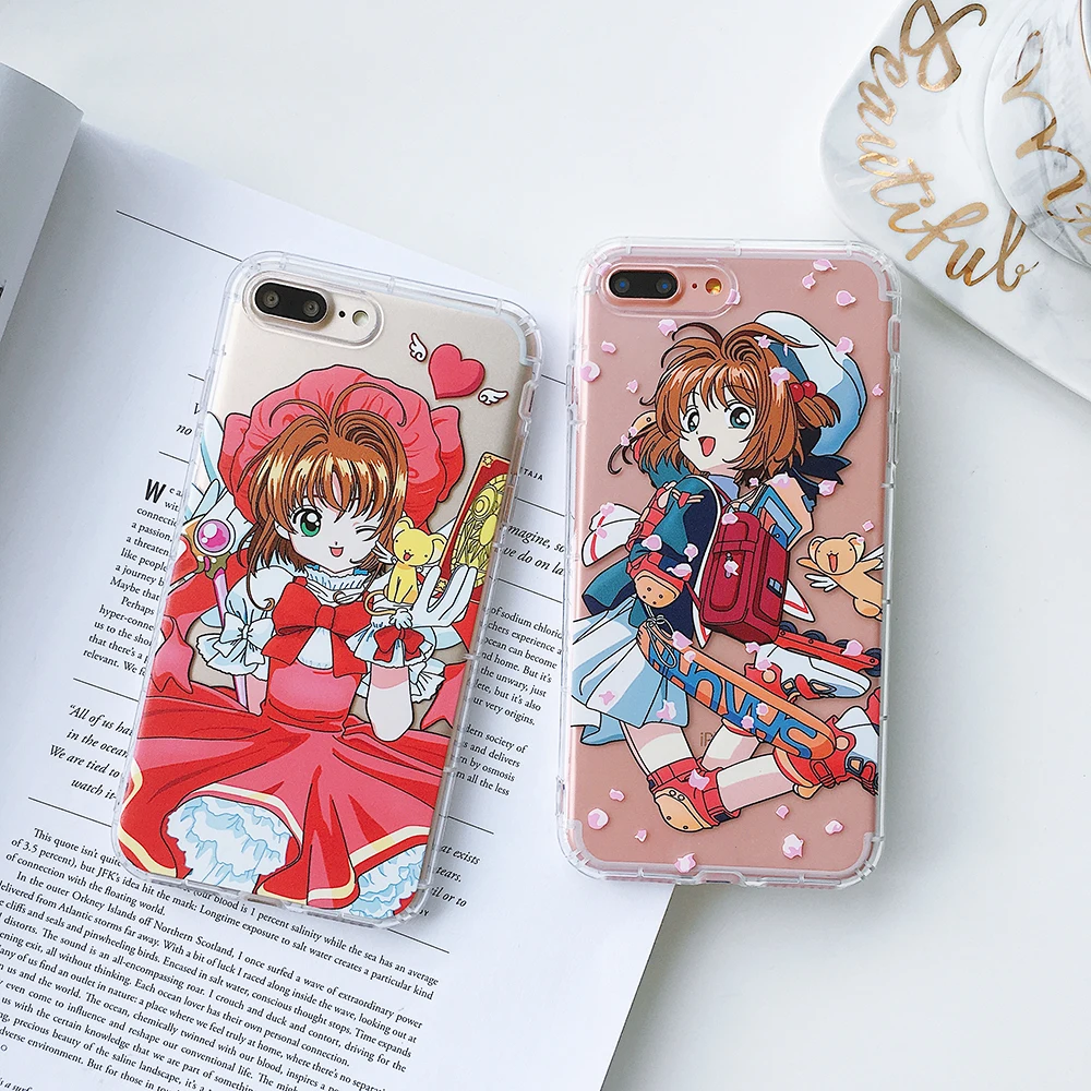 Shockproof capa fundas Magic Gril Clear Card Captor Sakura Star soft tpu phone Case For iPhone 7 8 X 6S Plus Japan Phone |