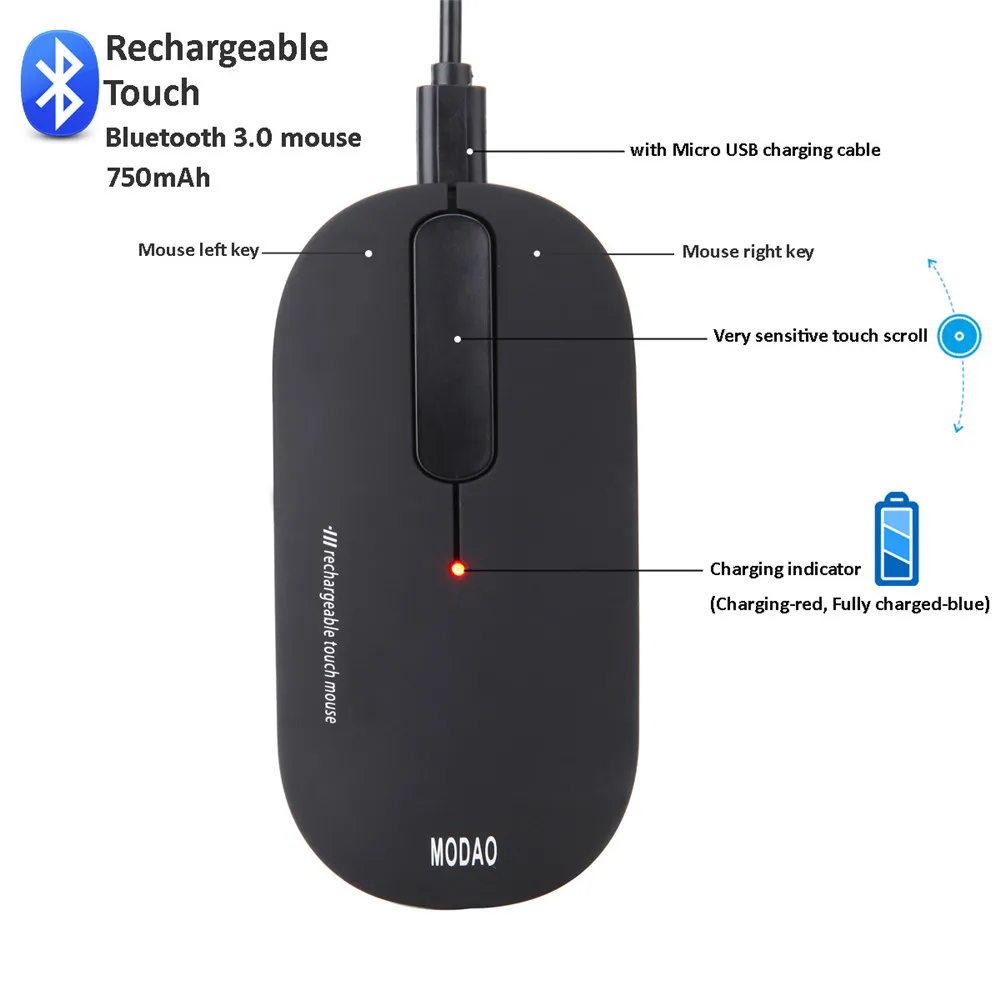 Colohas Bluetooth 3 0 Беспроводной Мышь сенсорный Колесо прокрутки Оптическая Бизнес