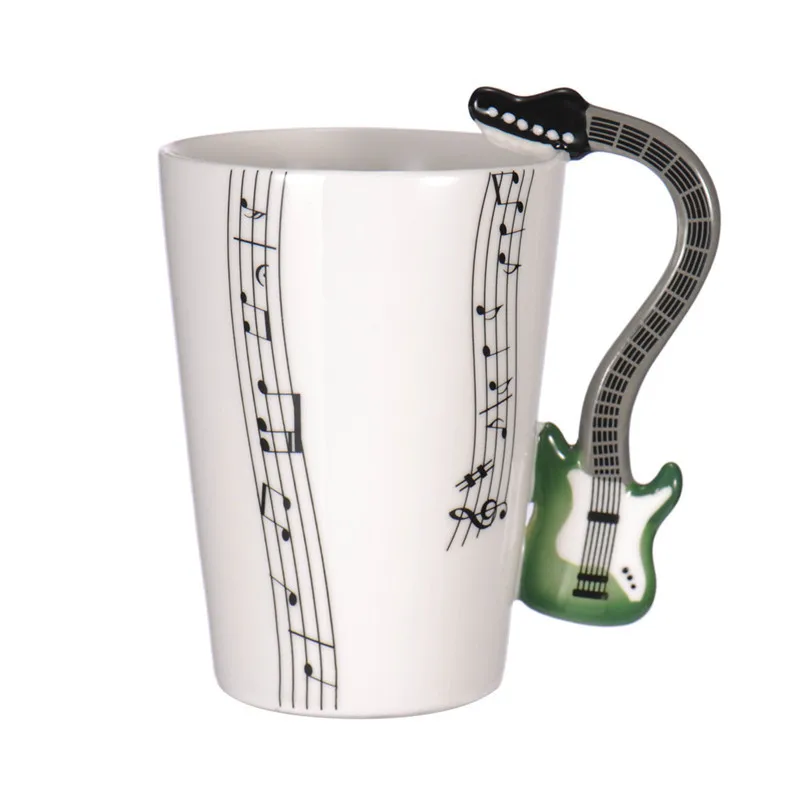 New Guitar Ceramic Coffee Mugs Porcelain Milk Mug Tea Cups Music Notes Home Office Drinkwares Support Dropshipping | Дом и сад