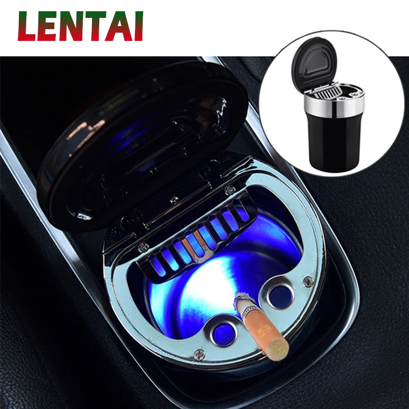 Овере 1 шт. Черный Автомобильный светодиодный пепельница авто компас светильник