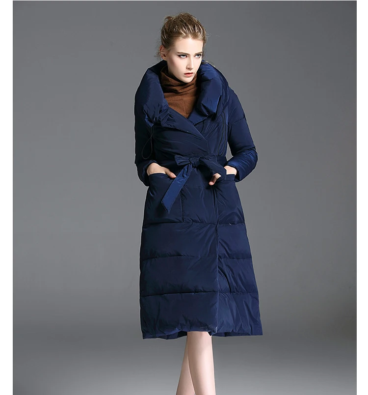 Winter Ladies Fashion Lapel Down Jacket Black Dark Blue Brown Wine Red womens coats | Женская одежда