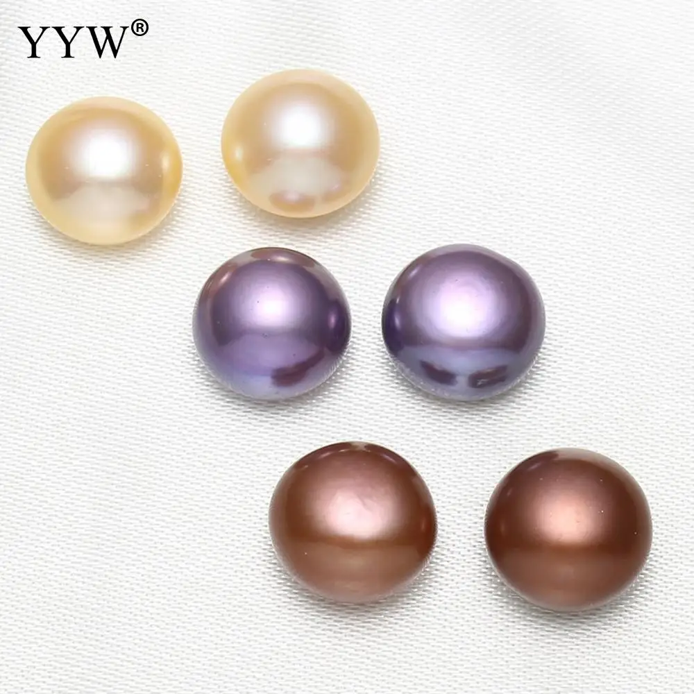 

1Pair 12-13mm Natural Freshwater Pearl Loose Beads Baroque Gold Purple Brown Color Pearls Beads for Eearrings Approx 1mm