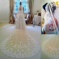 new hot in stock 3 4 meters long wedding veil bridal veils white ivory lace edge with comb wedding accessories veil soiree 44