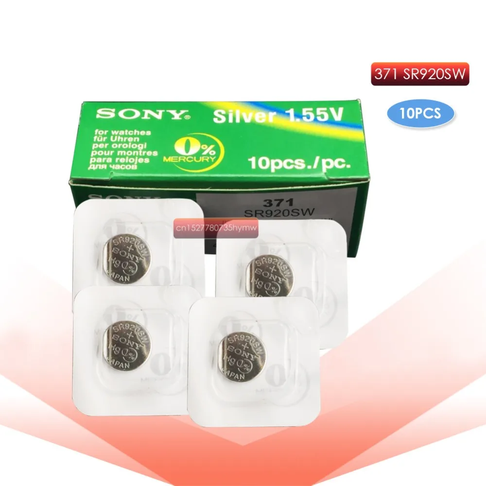 10 шт. sony 371 SR920SW 920 1,55 в часы батарея SR920SW 371 Кнопка монетница Сделано в Японии