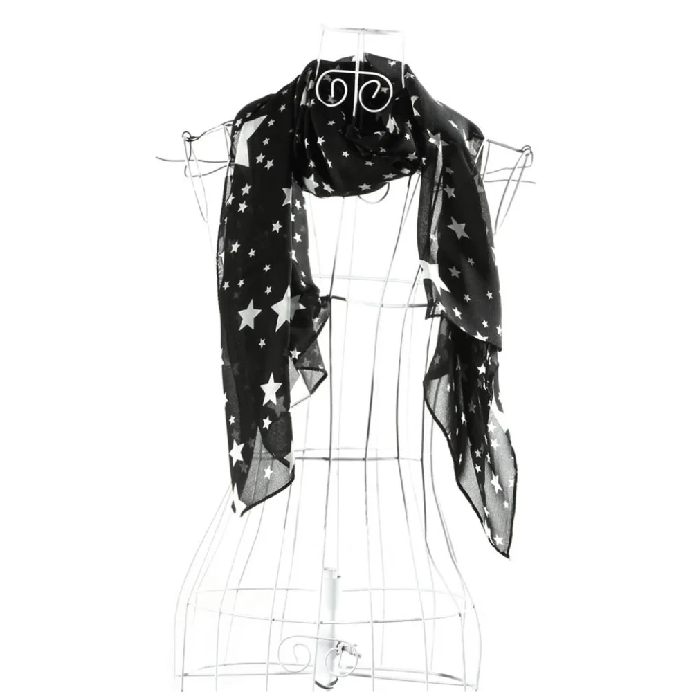Модный шарф со звездами Женский шифоновый с цветочным принтом мягкая накидка