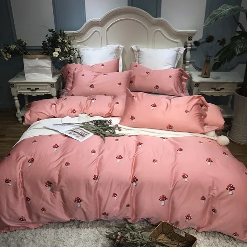 Египетский хлопок queen King size постельные принадлежности из шелка комплект роскошная простыня комплект резиновый простынь пододеяльник ropa de cama linge de lit - Цвет: bedding set 8