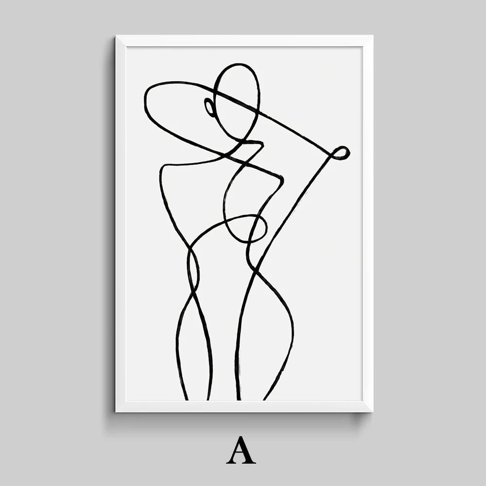 NOOG Curve Woman плакат настенное искусство холст живопись черный белый Рисунок живопись плакаты и принты настенные картины для спальни Декор - Цвет: A