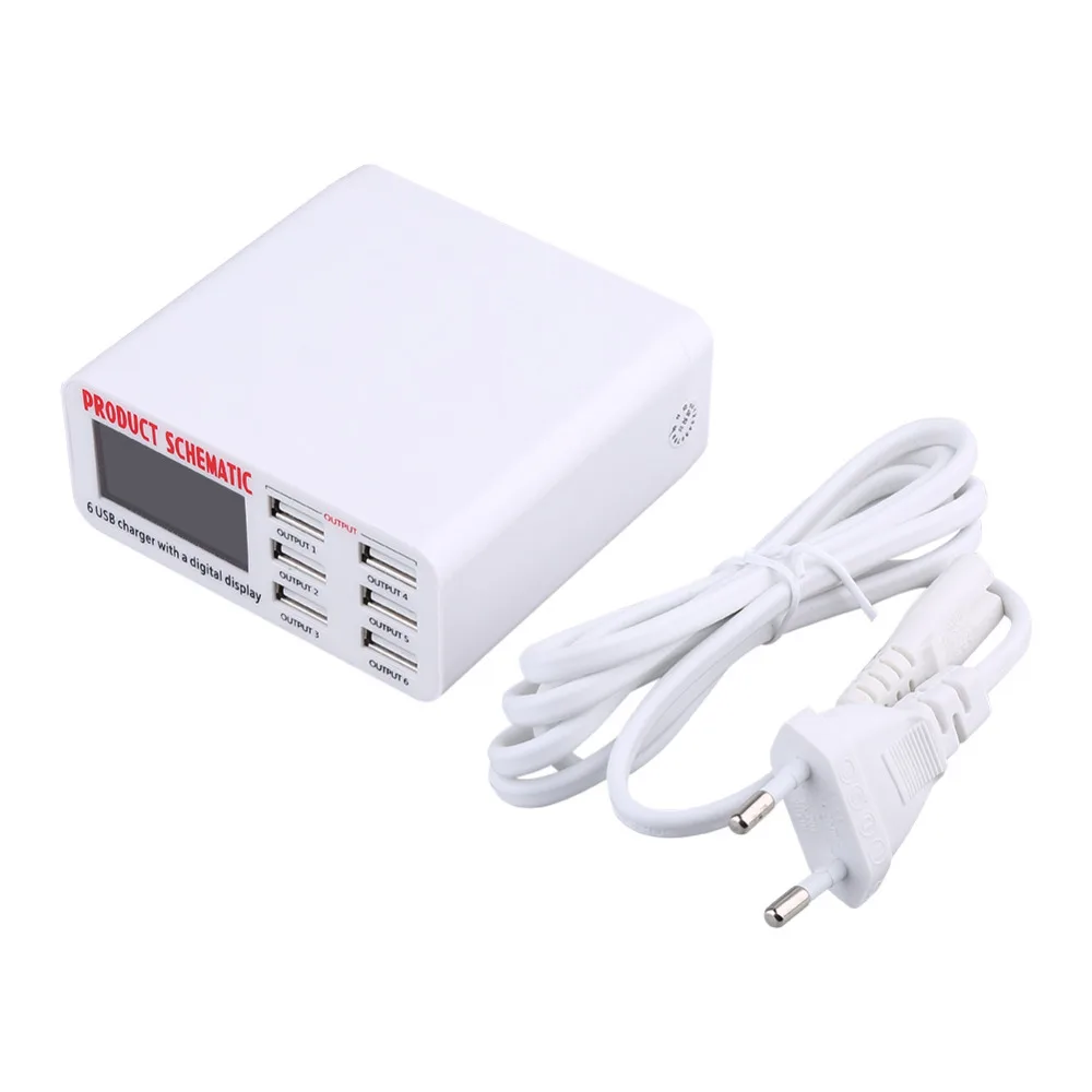 Новинка 2019 6 портов USB зарядное устройство для путешествий lcd цифровой дисплей