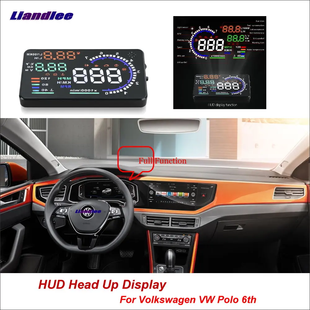 Liandlee Автомобильный дисплей HUD для Volkswagen VW Polo 6th 2018 безопасный экран вождения OBD II