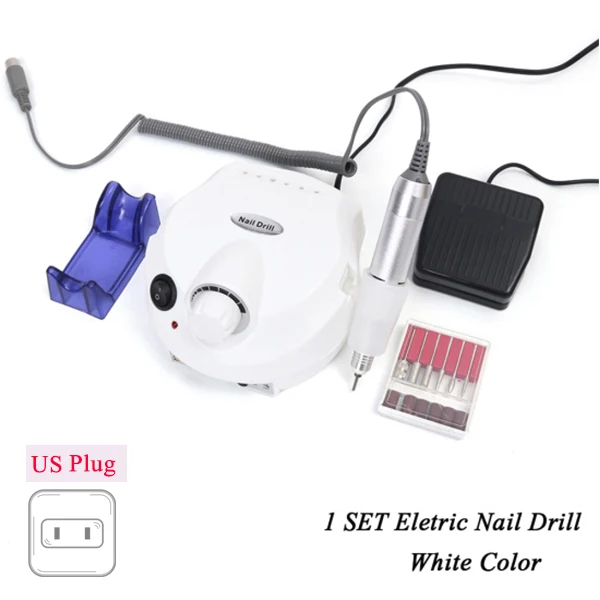 DR401-US-White Set 30000 об/мин электрическая машинка для обработки ногтей Наборы для маникюра оборудование для удаления геля фрезы Инструмент для нейл-арта с 6 битами CHDR401-1 - Цвет: DR401-US-White Set