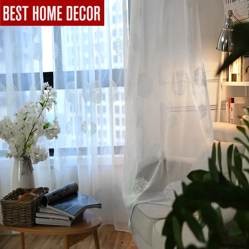 Белая Льняная штора Elka с вышивкой из тюля для гостиной спальни вуаль s кухонного
