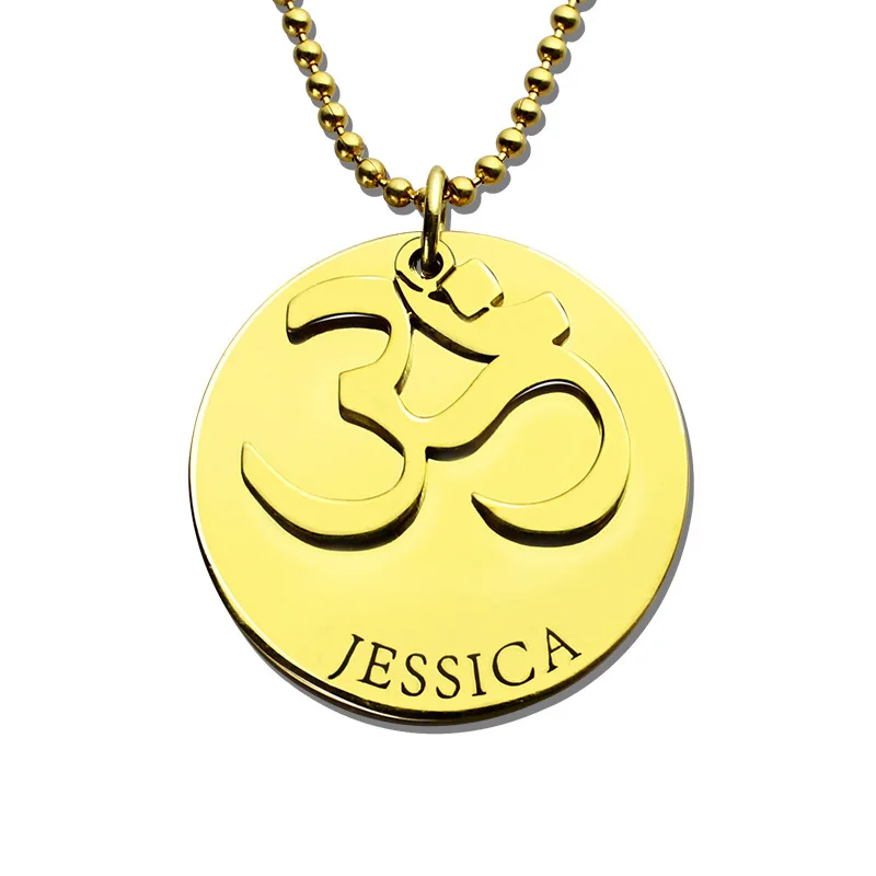 

AILIN Engraved Om Necklace Personalized Yoga Name Necklace Gold Color Name Pendant Bring You Peace and Calm Yoga Jewelry