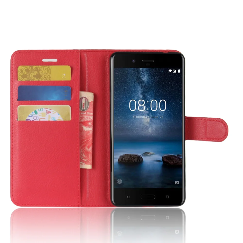Роскошный чехол для Nokia 8 телефона с отделениями карт кожаный бумажник откидной