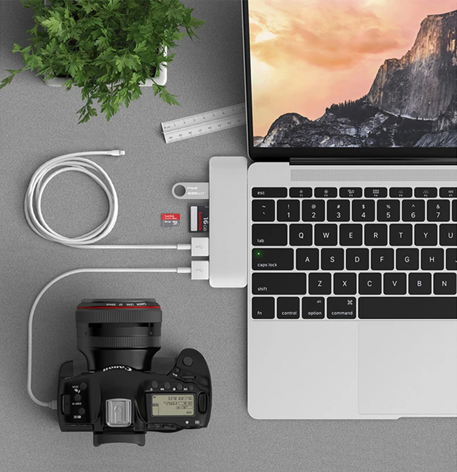 Rocketek двойной порт 7 в одном usb type c 3 1 или 0 концентратор 4K HD адаптер SD TF кардридер