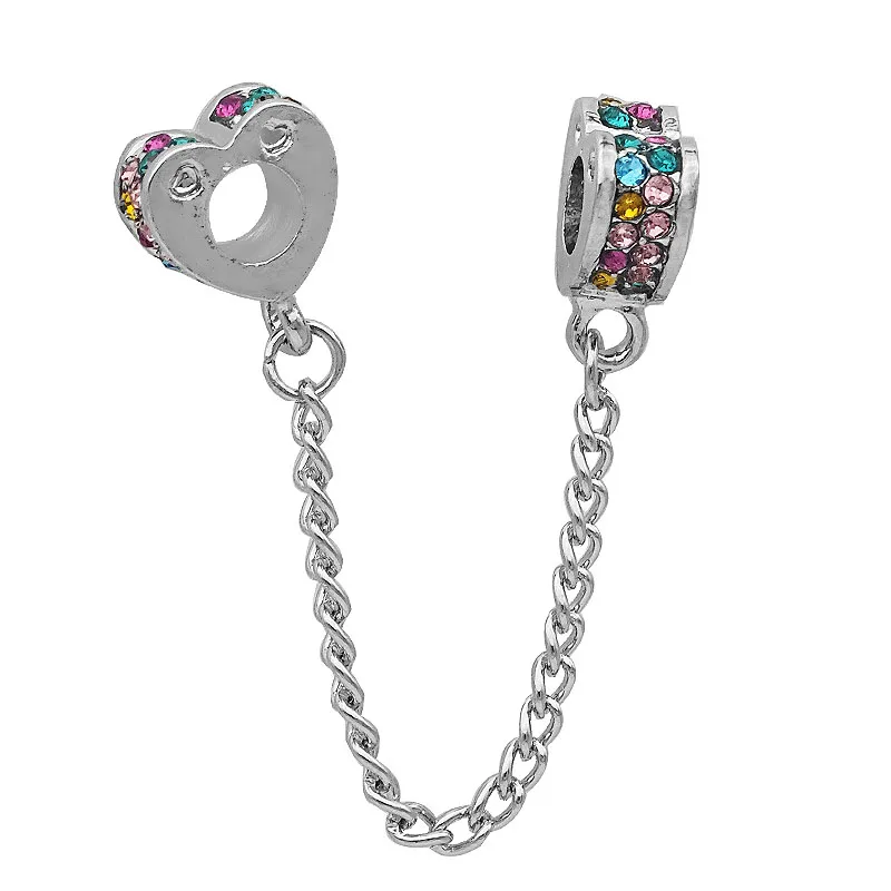 colorful heart Новинка, модный серебряный, розовый, золотой, Микки, Минни, Бабочка, безопасная цепочка, талисманы, подходят к оригиналу Pandora, браслет из бисера для женщин, Шарм - Цвет: colorful heart