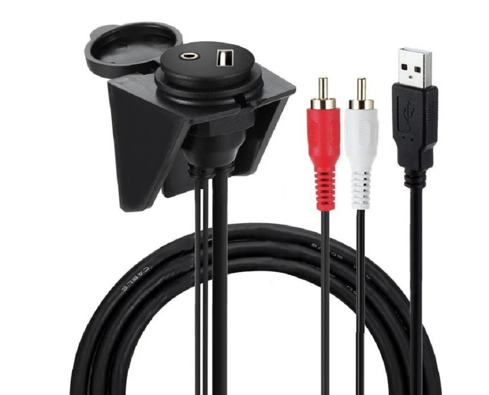 USB RCA флеш Крепление и 2 к 3 5 мм Женский AUX Удлинительный кабель тире монтажный для