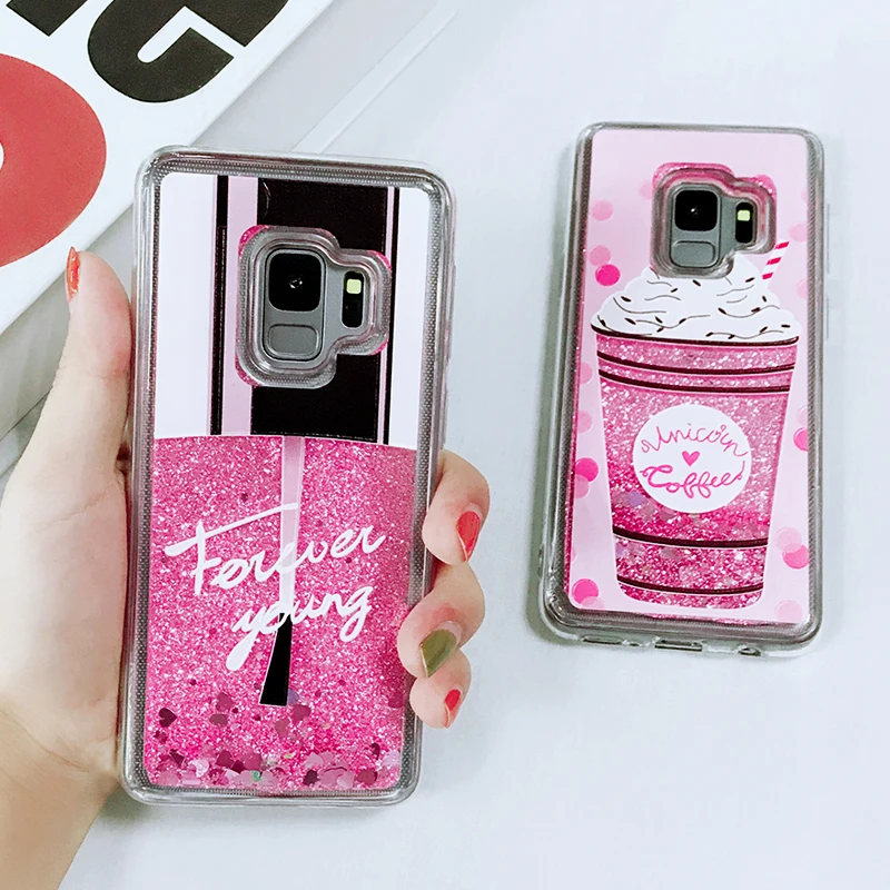 Чехол для Samsung Galaxy A7 2018 S9 S10 Plus блестящий Жидкий чехол S7 Edge S8 Note 9 A5 2017 J7 J3 J5 2016 |