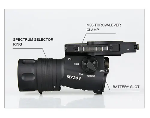 Тактический светодиодный фонарик M720V мгновенный/Постоянный/Стробоскоп CREE R5 400