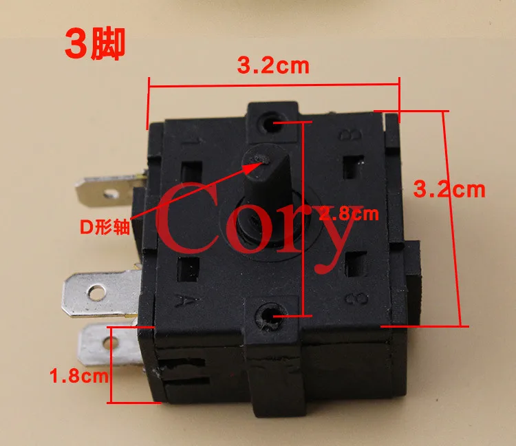 3 pins 1 шт. ЭЛЕКТРИЧЕСКИЙ КОМНАТНЫЙ обогреватель 3/5 положение 3/5Pin поворотный Переключатель Селектор AC 250V 10A - Цвет: 3 pins