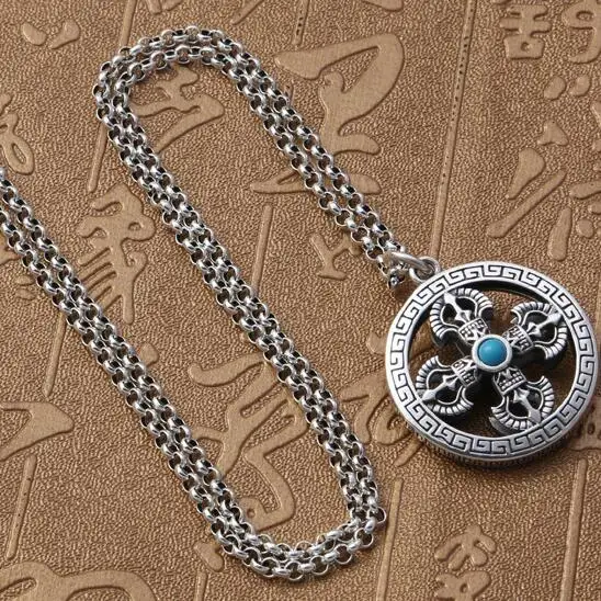 Pendant Necklace Новинка, 925 серебряное колье в тибетском стиле, чистое серебро, тибетская подвеска dorje, ожерелье из стерлингового серебра, буддистская Ваджра, ожерелье с подвеской в виде символа - Окраска металла: Pendant Necklace