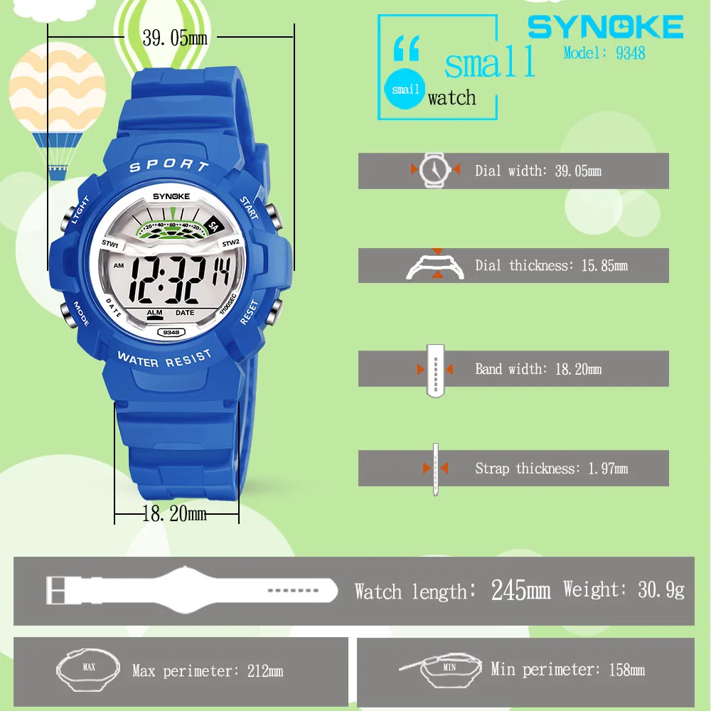 Детские электронные часы SYNOKE модные студенческие водонепроницаемые с