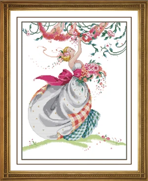 Вышивка крестиком Fishxx T978portrait[harvest rose]rose dance Водорастворимая печать точный рисунок