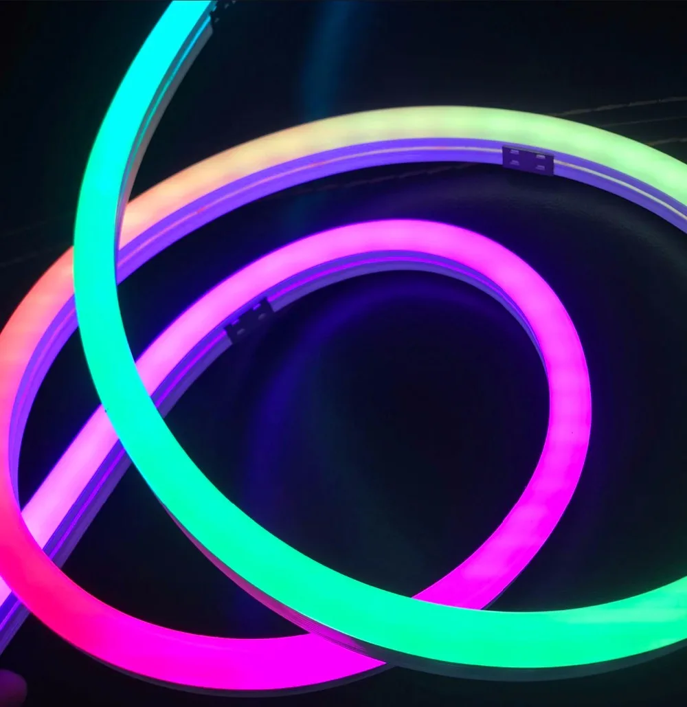 15мм*25м/5м DC5V гибкий адресуемый светодиодный неоновый пиксельный свет RGB полного цвета 60 светодиодов/м с 60 пикселями/м IP65 вкл.