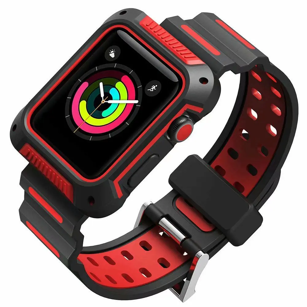 Dual Color Silicon Strap with TPU Protector for Apple Watch 44mm Cover Case iWatch Series 4 | Наручные часы