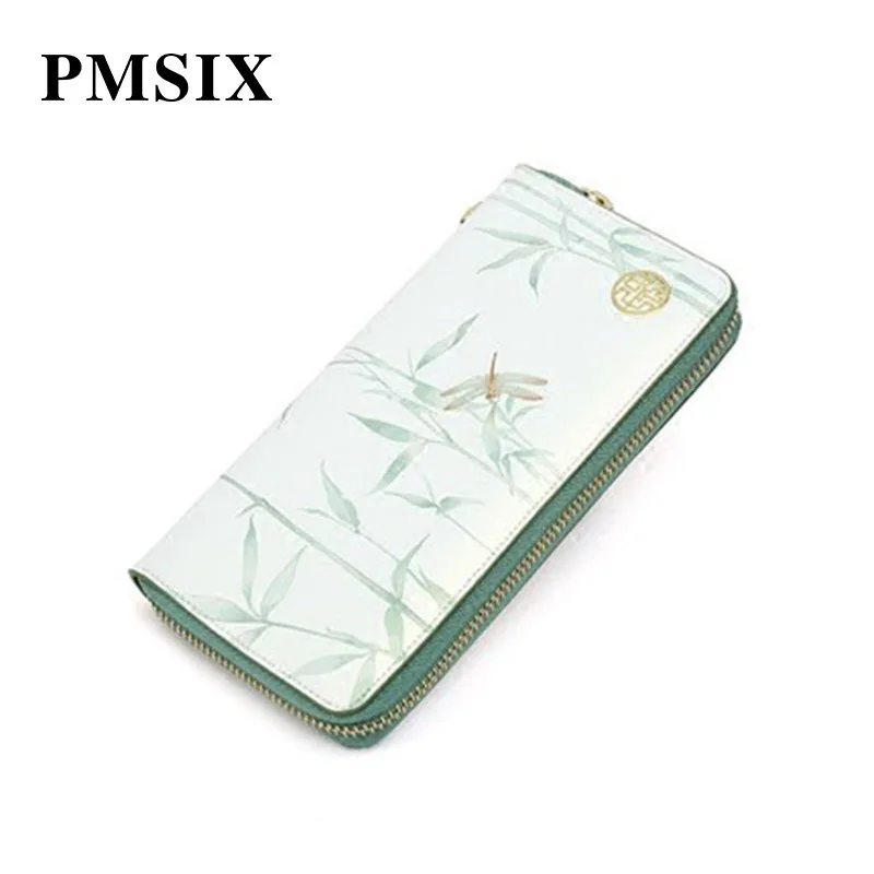 PMSIX, модные клатчи, сумки с цветочным принтом, кошелек для женщин, кожаный кошелек, элегантный, Повседневный, длинный, на молнии, Женский кошелек, клатч