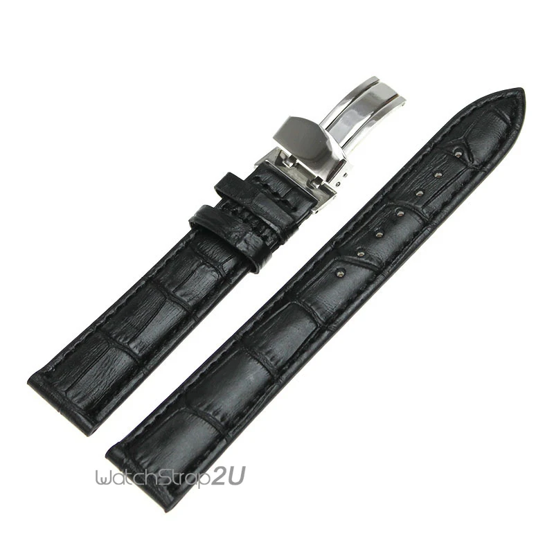 Синий ремешок для наручных часов Серебряная нажимная Пряжка бамбуковый узор