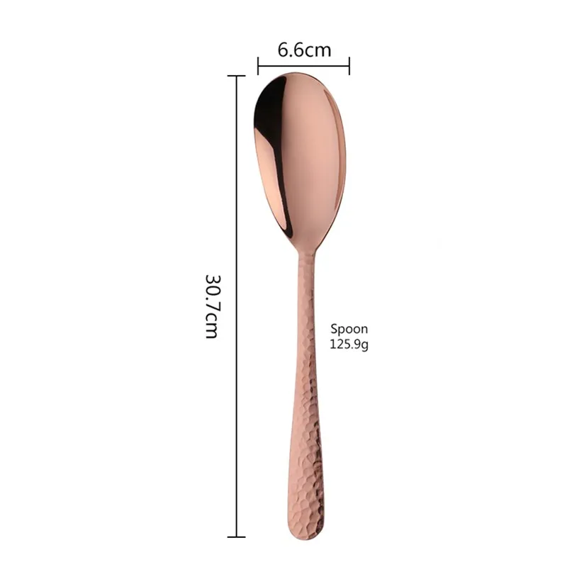 rose gold spoon 1 pc Салатная ложка или вилка ложка для смешивания 430 из нержавеющей стали, ресторанные ложки, столовая посуда с помощью инструментов «буфет» - Цвет: rose gold spoon 1 pc