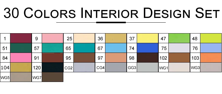 30Color Interior Set TOUCHFIVE Маркеры Ручка разноцветный набор аниме Студенческая Архитектура Дизайн интерьера эскиз алкоголь кисть художественный маркер фломастеры - Цвет: 30Color Interior Set
