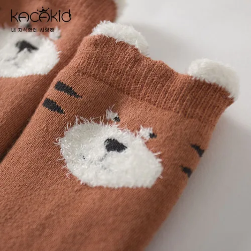 KACAKID/теплые носки унисекс с животными для малышей Нескользящие Детские теплые