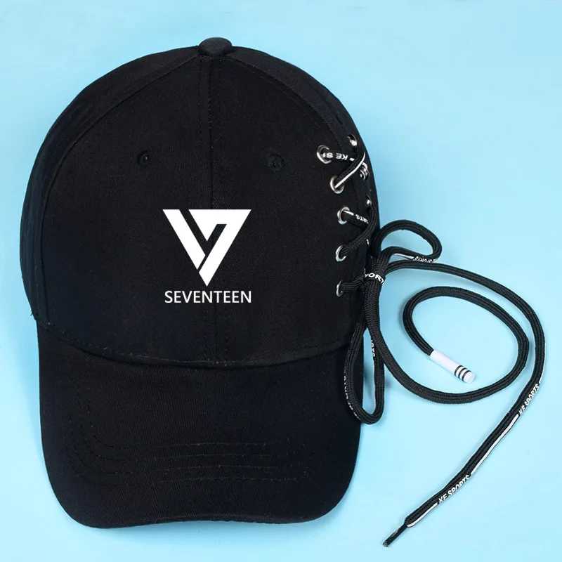 black 6 Мода Kpop аксессуары GOT7 BLACKPINK EXO дважды Seventeen; Кей-Поп Бейсболка для улицы Snapback HatsMen/женщины хип-хоп Trucker Кепки - Цвет: black 6